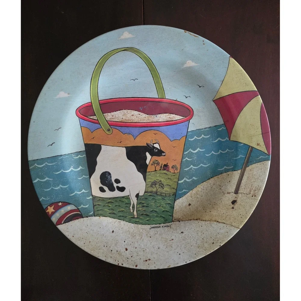 Oneida Warren Kimble Cow in a Bucket Melamine 16 inch Large Serving Platter Tray
